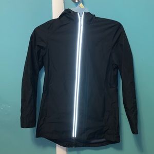Black raincoat reflective